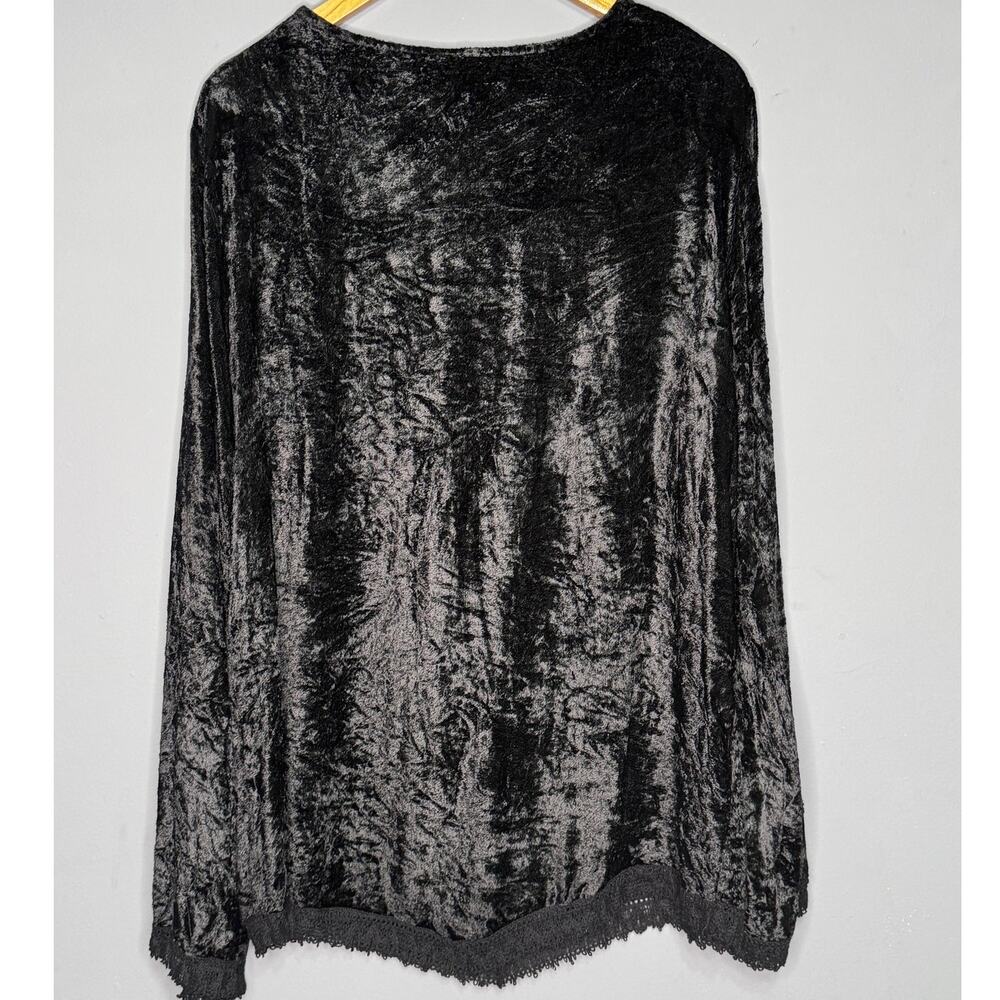 VTG Passport Plus Black Velvet Y2K Tunic Blouse Size: 3X 100% Rayon - Picture 3 of 4